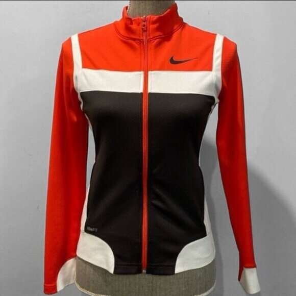 Nike Zip Jacket Red Brown White Small/Medium Fit Size L - Picture 2 of 15